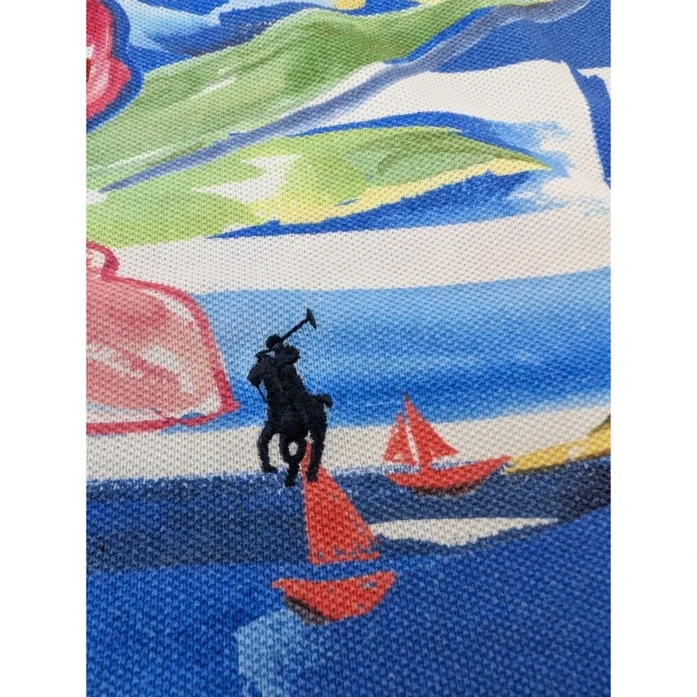 New Polo Ralph Lauren Men's L Riviera Print Mesh Polo Shirt Vacation Sailing